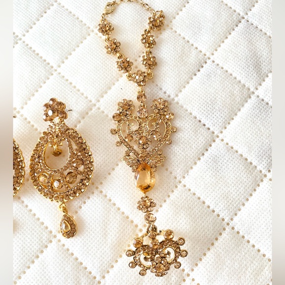 Indian Pakistani Desi Wedding Bridal Party Artificial Gold Full Jewellery Set - Picture 6 of 7